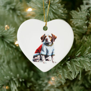 Adorno De Cerámica Bretaña personalizada en suéter Navidad