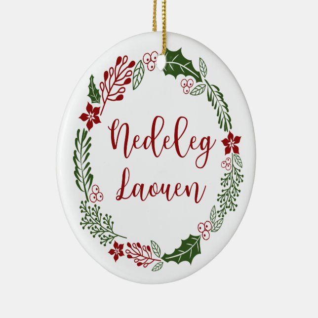 Adorno De Cerámica Breton Merry Christmas Wreath, Nedeleg laouen (Derecha)
