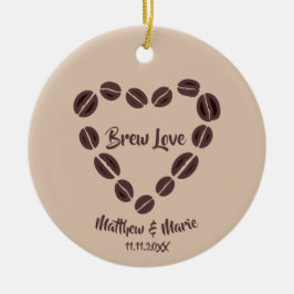 Adorno De Cerámica Brew Love Coffee Bean Heart