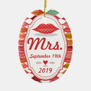 Adorno De Cerámica Bride's Mrs. Keepsake with Date