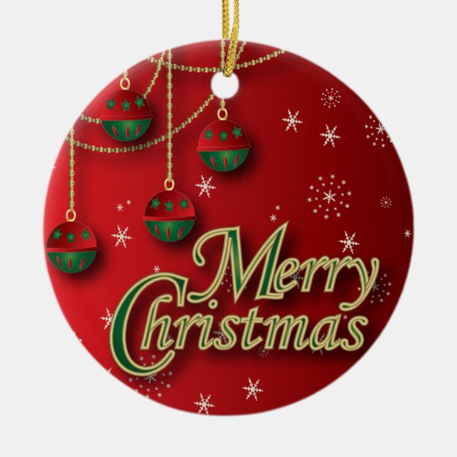 Adorno De Cerámica Bright Red Merry Christmas (Frente)