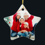 Adorno De Cerámica Brillante 1 foto verde diversión familia de Navida<br><div class="desc">Luminoso color verde divertido moderno 1 foto Navidad familia todo es un adorno brillante</div>