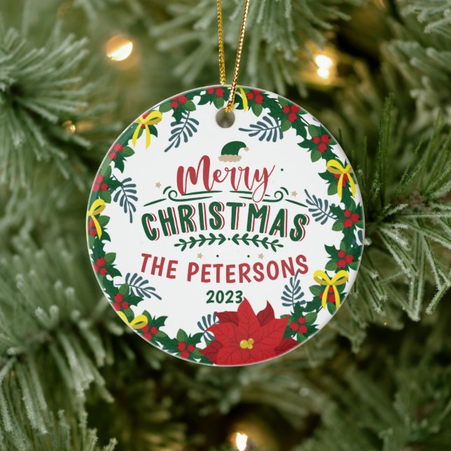 Adorno De Cerámica Brillante Navidad de la Poinsettia Roja (Árbol)