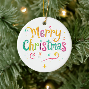Adorno De Cerámica Brillante y fresco Feliz Navidad