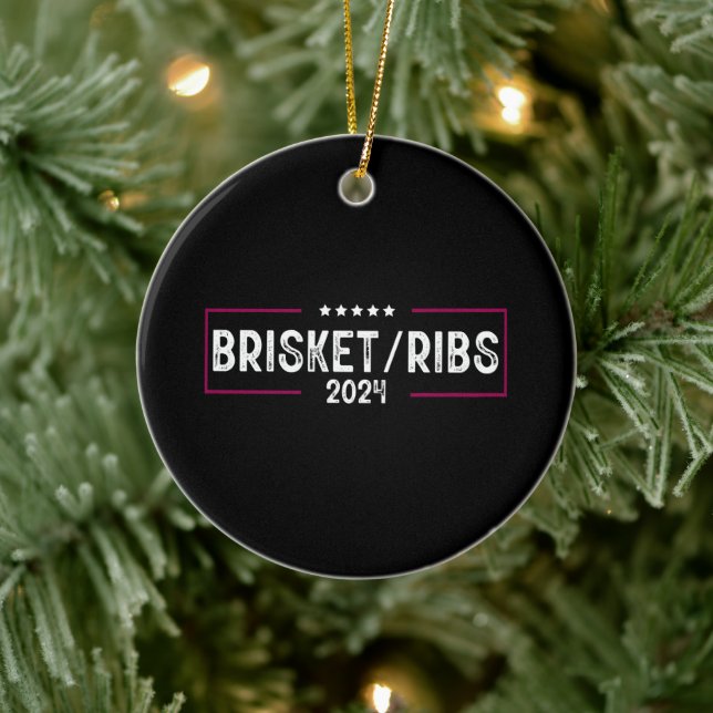 Adorno De Cerámica Brisket Ribs 2024 BBBQ Elecciones políticas (Árbol)