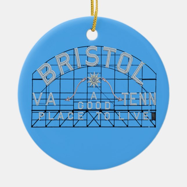 Adorno De Cerámica Bristol Slogan Rótulo Azul (Frente)