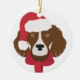 Adorno De Cerámica Brittany Christmas Ornament. Snow