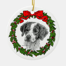Adorno De Cerámica Brittany Spaniel Art by Glenda S. Harlan