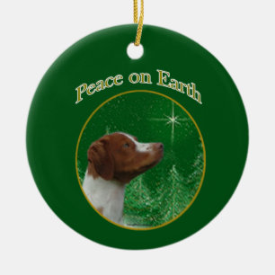 Adorno De Cerámica Brittany Spaniel Peace