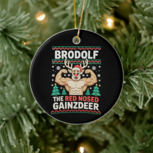 Adorno De Cerámica Brodolf Nariz Roja Gainzdeer Reno Navidad Gimnasio