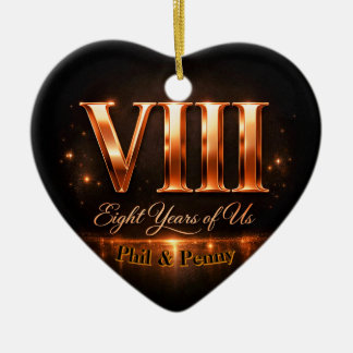 Adorno De Cerámica Bronze 8th Anniversary Heart-Shape Custom Ornament