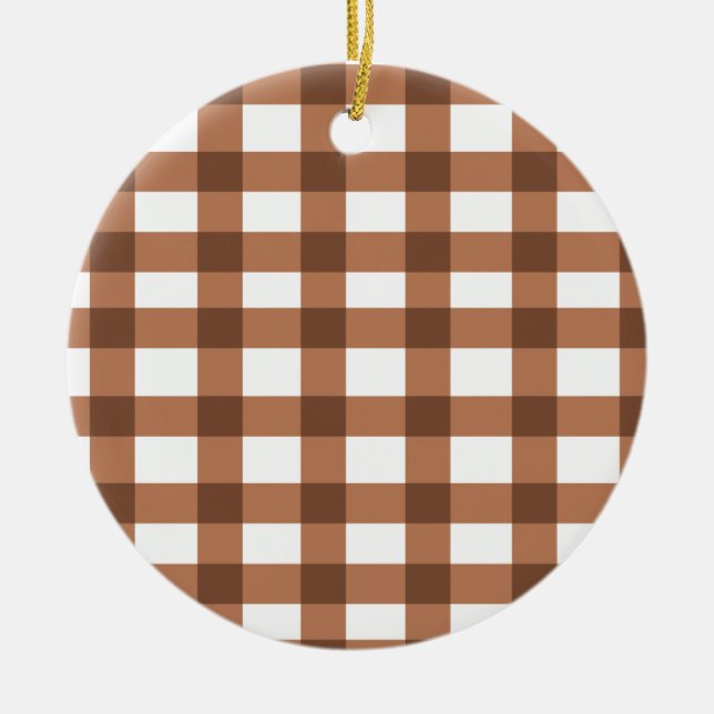 Adorno De Cerámica Brown Gingham (Frente)