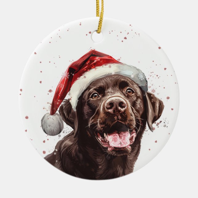 Adorno De Cerámica Brown Labrador Dog Christmas Personalized (Frente)