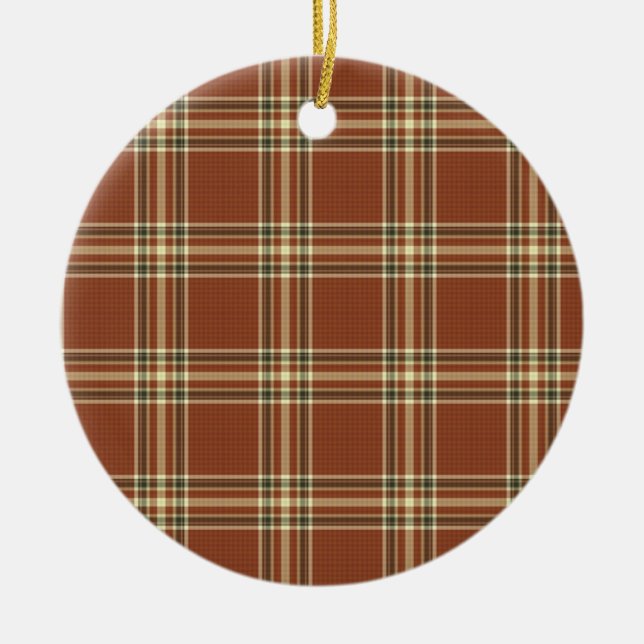 Adorno De Cerámica Brown Tartan Ornament (Frente)