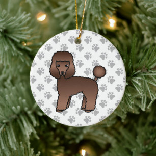 Adorno De Cerámica Brown Toy Poodle Cute Cartoon Dog