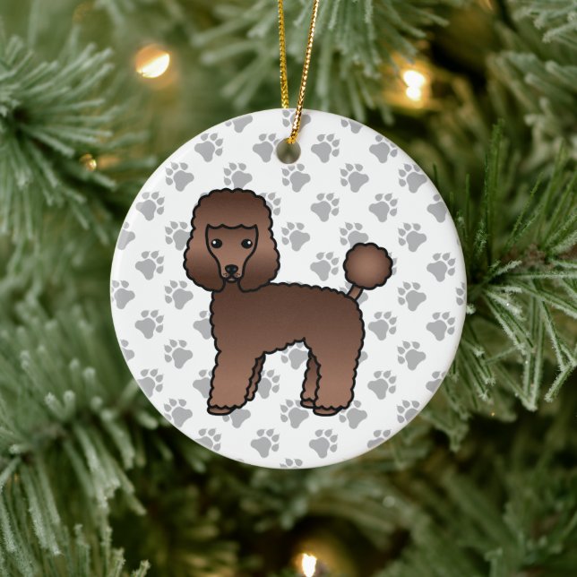 Adorno De Cerámica Brown Toy Poodle Cute Cartoon Dog (Árbol)