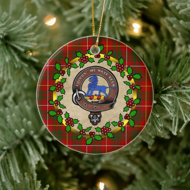 Adorno De Cerámica Bruce Clan Badge & Tartan Personalizado Xmas (Árbol)