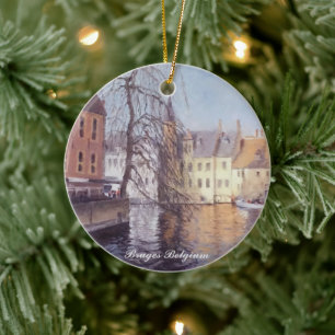 Adorno De Cerámica Bruges pintoresca vista de la ciudad y el canal