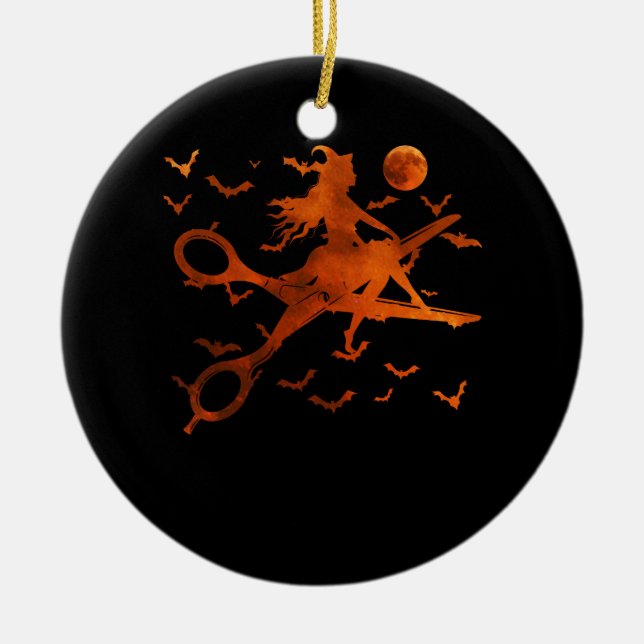 Adorno De Cerámica Bruja con tijeras Halloween Halloween Hair Estilis (Frente)