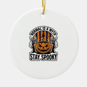 Adorno De Cerámica Bruja de calabaza espeluznante grabado vintage Hal