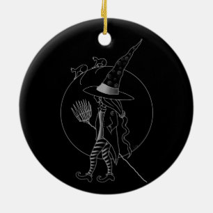 Adorno De Cerámica Bruja de Halloween