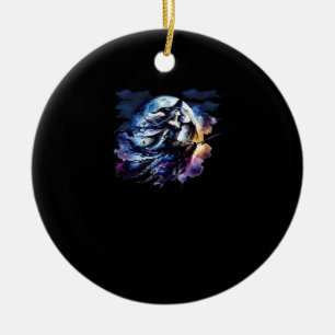 Adorno De Cerámica Bruja de Whimsigoth volando sobre mujeres de luna