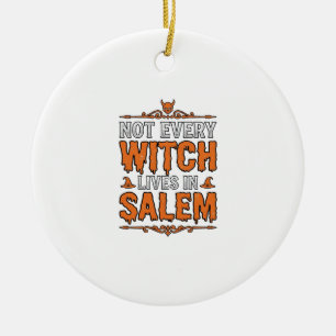 Adorno De Cerámica Bruja Vintage Salem Halloween Diseño Tipografía_1