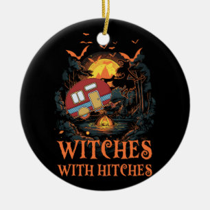 Adorno De Cerámica Brujas con golpes Testigos de Halloween Acampando 