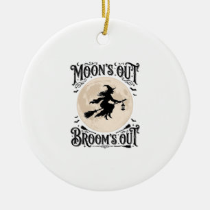 Adorno De Cerámica Brujas Halloween Lunas Fuera Escobas Fuera