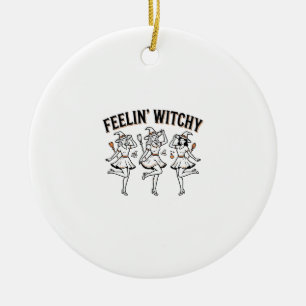 Adorno De Cerámica Brujas Retro de Halloween Sintiéndose Brujas