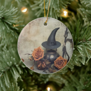 Adorno De Cerámica Brujería de Halloween vintage (8)