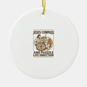 Adorno De Cerámica Brújula de Jesús y rompecabezas Dirección de la vi