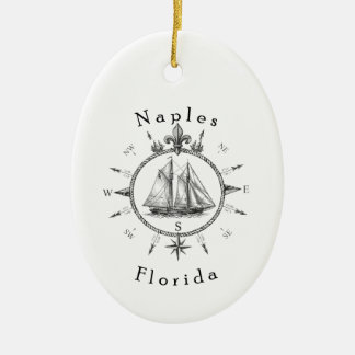 Adorno De Cerámica Brújula Náutica de Nápoles Florida Barco de Vela