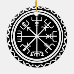 Adorno De Cerámica Brújula Vikinga Vegvisir