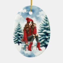 Bruneta Chic de Fiesta Personalizada Rojo