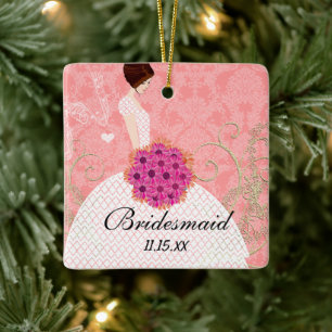 Adorno De Cerámica Brunette Birdesmaid Regalos que eliges colores