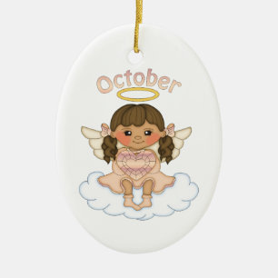 Adorno De Cerámica Brunette del ángel de octubre Birthstone