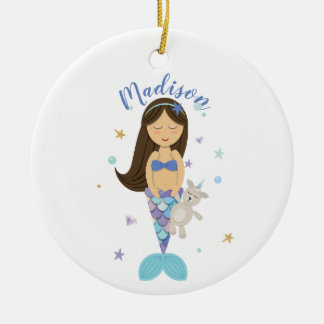 Adorno De Cerámica Brunette Little Mermaid Ornamet