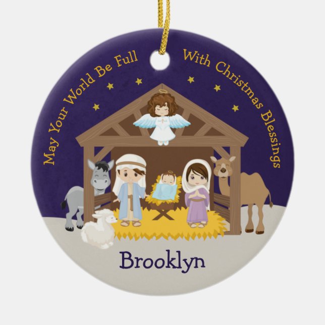 Adorno De Cerámica Brunette Nativity Scene (Frente)