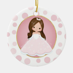 Adorno De Cerámica Brunette Pink Princess