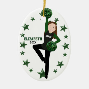 Adorno De Cerámica Brunette Pom Squad Green & Black