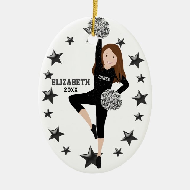 Adorno De Cerámica Brunette Pom Squad Silver y Black (Frente)