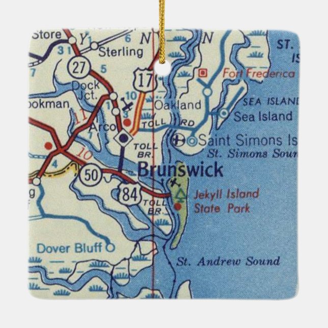 Adorno De Cerámica Brunswick GA Jekyll Island (Reverso)