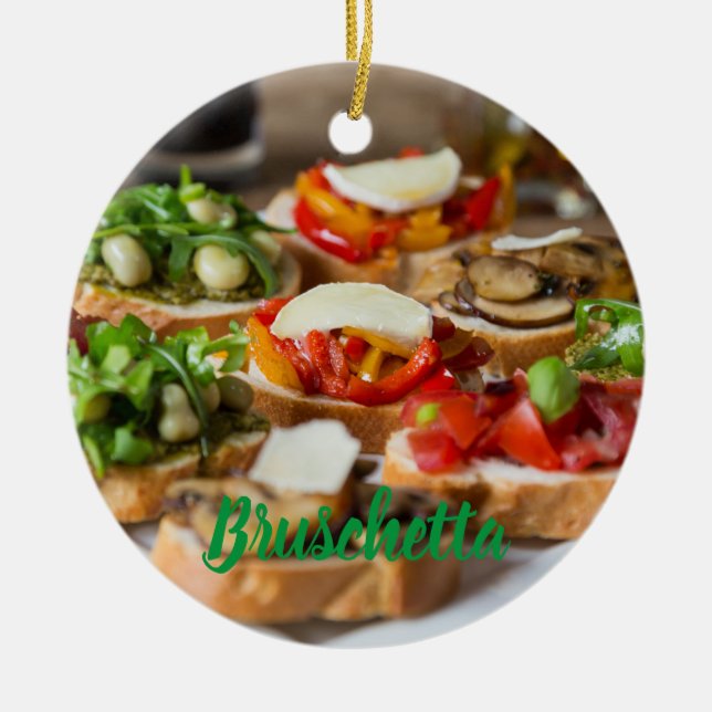 Adorno De Cerámica Bruschetta Antipasti con frijol y arugula, (Frente)