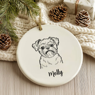 Adorno De Cerámica Bruselas Griffon personalizado para Navidad
