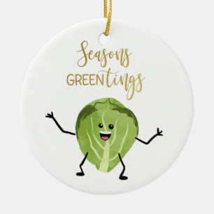 Adorno De Cerámica brussel sprout divertidos saludos de navidad verde
