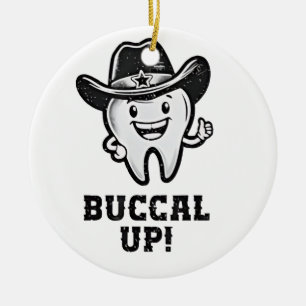 Adorno De Cerámica Buccal Up Dental Dentist Cowboy Teys Funny