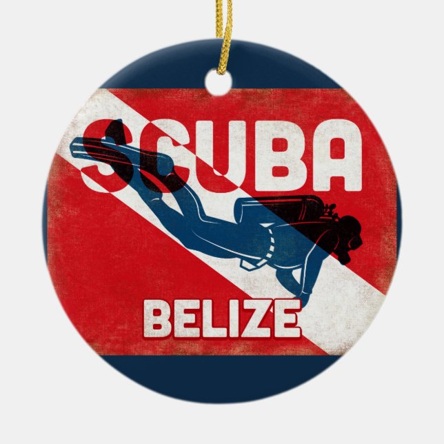 Adorno De Cerámica Buceador de Belice Scuba - Retro azul (Frente)