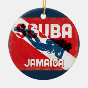 Adorno De Cerámica Buceador de Jamaica - retro azul