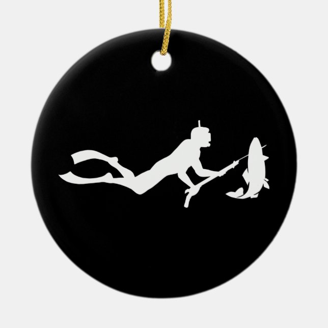 Adorno De Cerámica Buceador de pesca de punta (Frente)